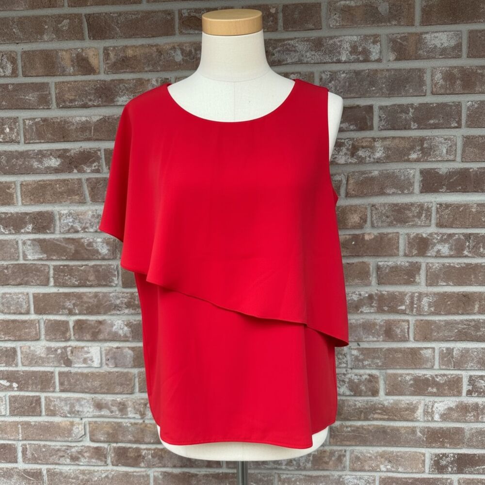 Chico's Soft Layers Laura Asymmetrical Overlay Tank Top Red Size 4 XXL